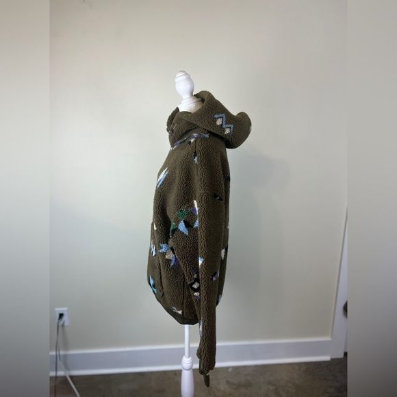 Scotch & Soda Jacquard Sherpa Pop-Over Hoodie Sweatshirt In Military Gre… - Picture 6 of 14